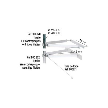 FIXATION MURALE SANS CP GD MODELE ZINC BLANC (LA PAIRE)