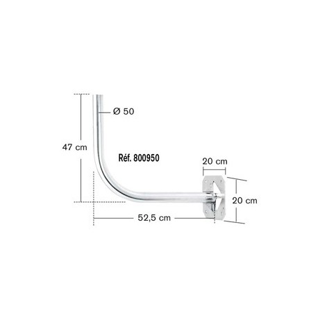 BRAS DE DEPORT PARABOLE 1 M ZINC BLANC