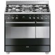 CENTRE DE CUISSON 5 GAZ SMEG CATALYSE INOX NOIR BRILLANT A++