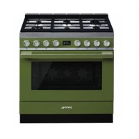 CENTRE DE CUISSON SMEG  6GAZ  FOUR VAPOR CLEAN 115L A+ VERT