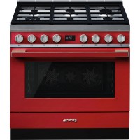 CENTRE DE CUISSON SMEG 6GAZ FOUR 115L VAPOR CLEAN A+ ROUGE