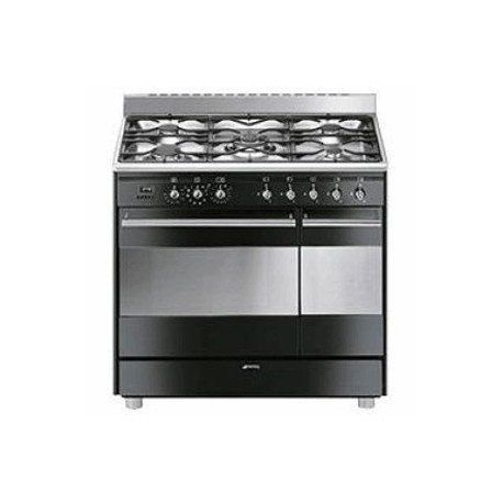 CENTRE DE CUISSON 5 GAZ SMEG PYROLYSE NOIR A+