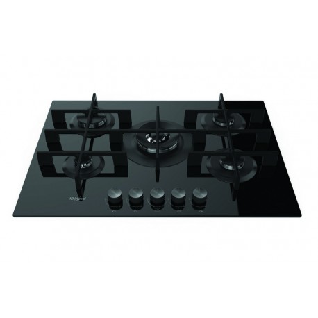 PLAQUE GAZ VERRE WHIRLPOOL GRANDE LARGEUR 5 FOYERS NOIR