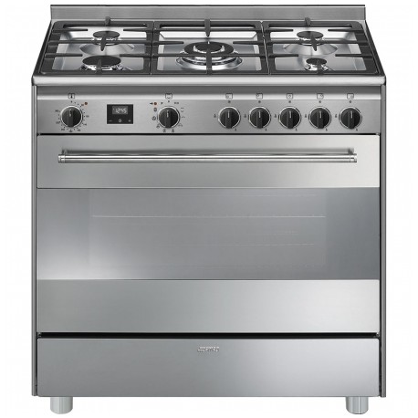 CENTRE DE CUISSON SMEG 5 GAZ FOUR PYROLYSE 115L A+ INOX